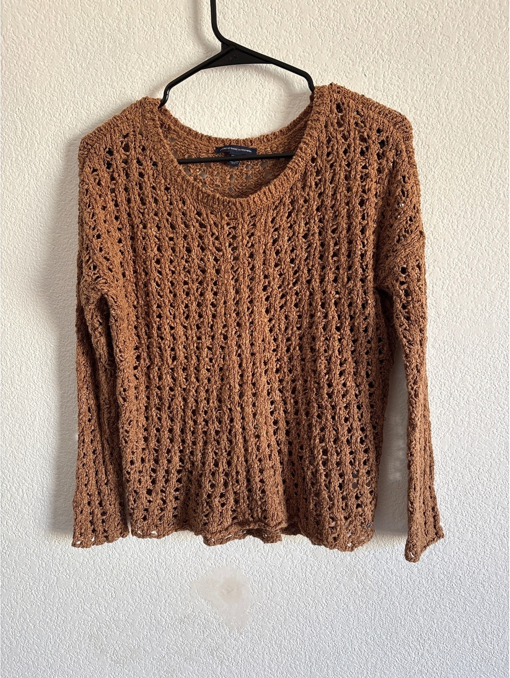 American Eagle Outfitters Women's Brown Crochet Knit Sweater Size XS